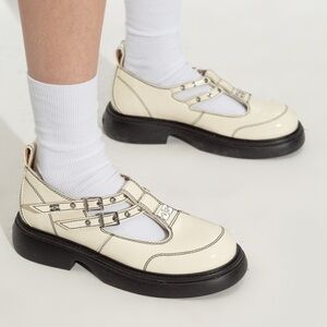 NEW GANNI Elegant Cream Women's LOAFERS SHOES MADE in Portugal